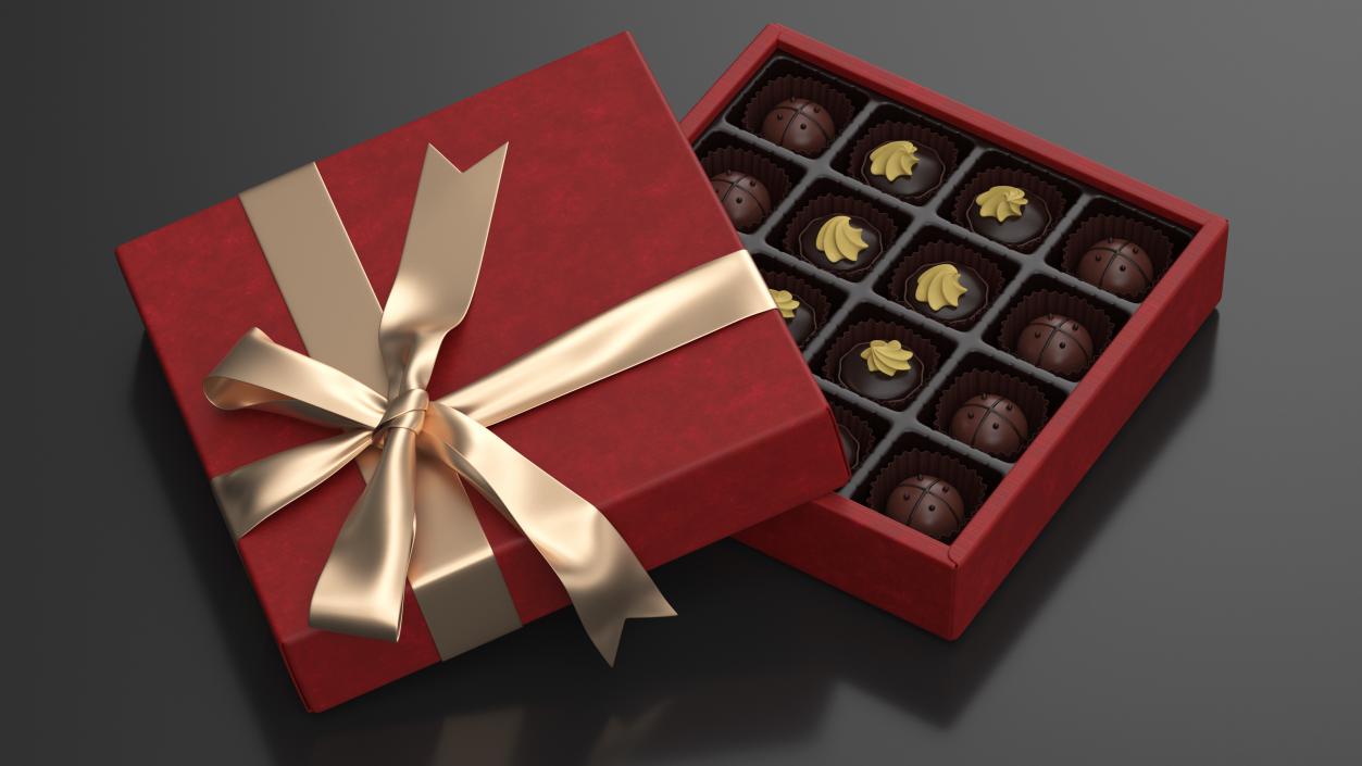 Luxury Chocolate Box Open Red 3D model