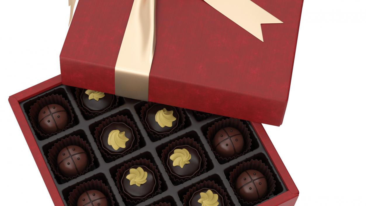 Luxury Chocolate Box Open Red 3D model