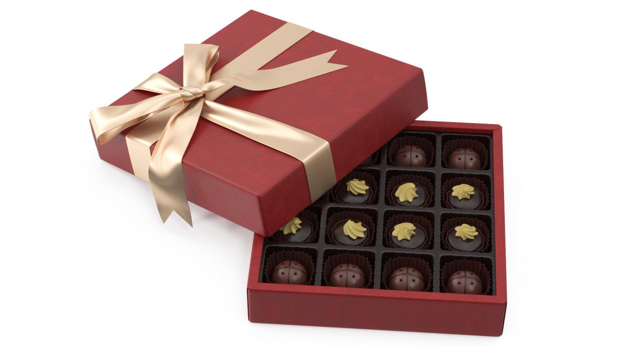 Luxury Chocolate Box Open Red 3D model