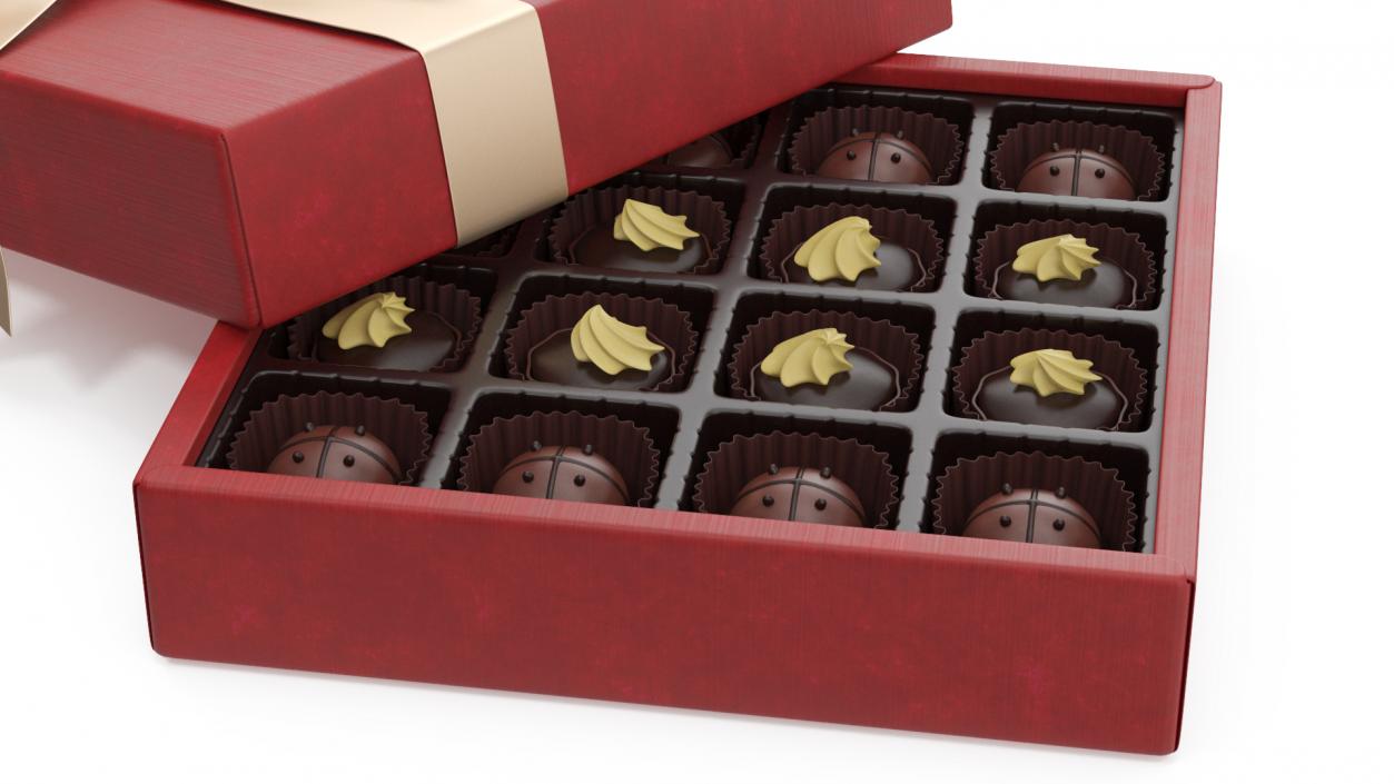 Luxury Chocolate Box Open Red 3D model