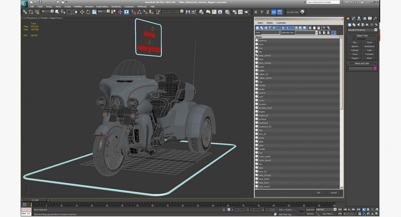 3D Trike Motorcycle Generic Rigged