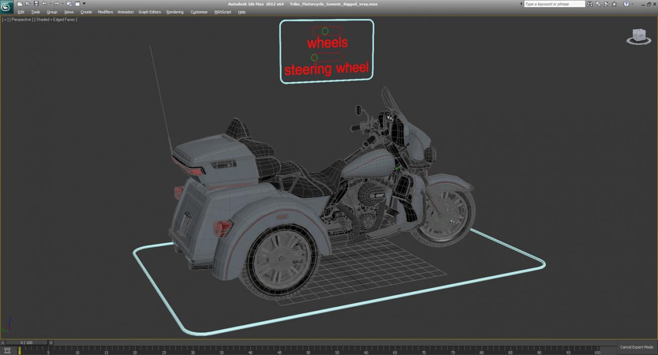 3D Trike Motorcycle Generic Rigged