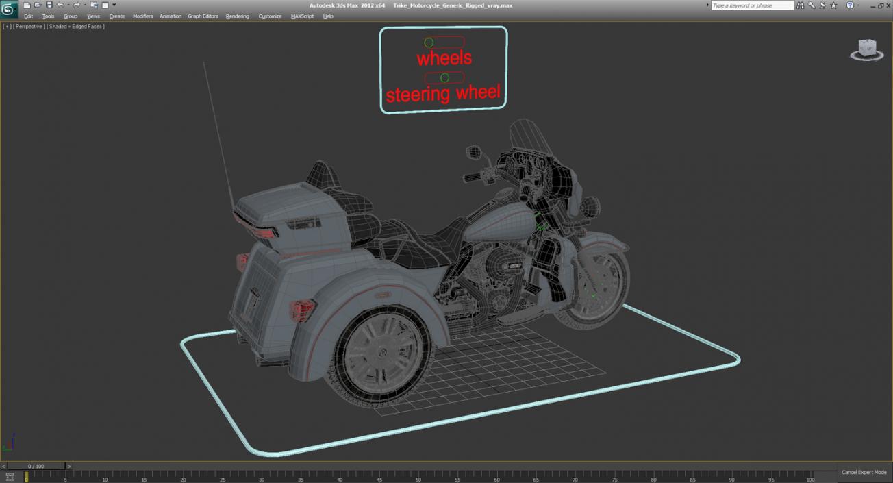 3D Trike Motorcycle Generic Rigged