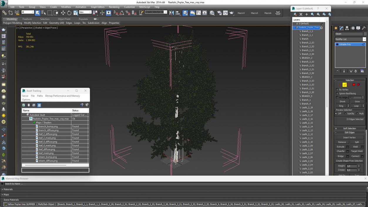 3D Realistic Poplar Tree