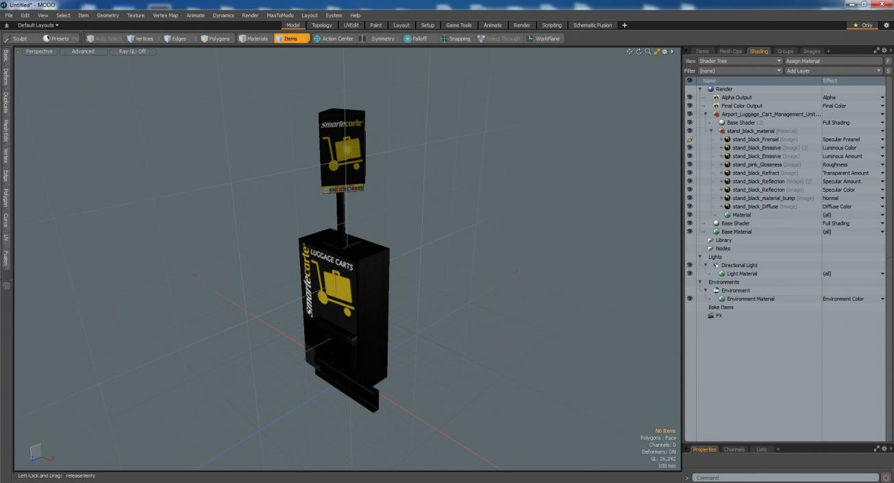 3D Airport Luggage Cart Management Unit Smartecarte model