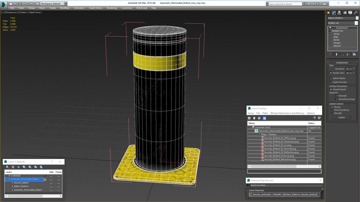 Automatic Retractable Bollard 3D model