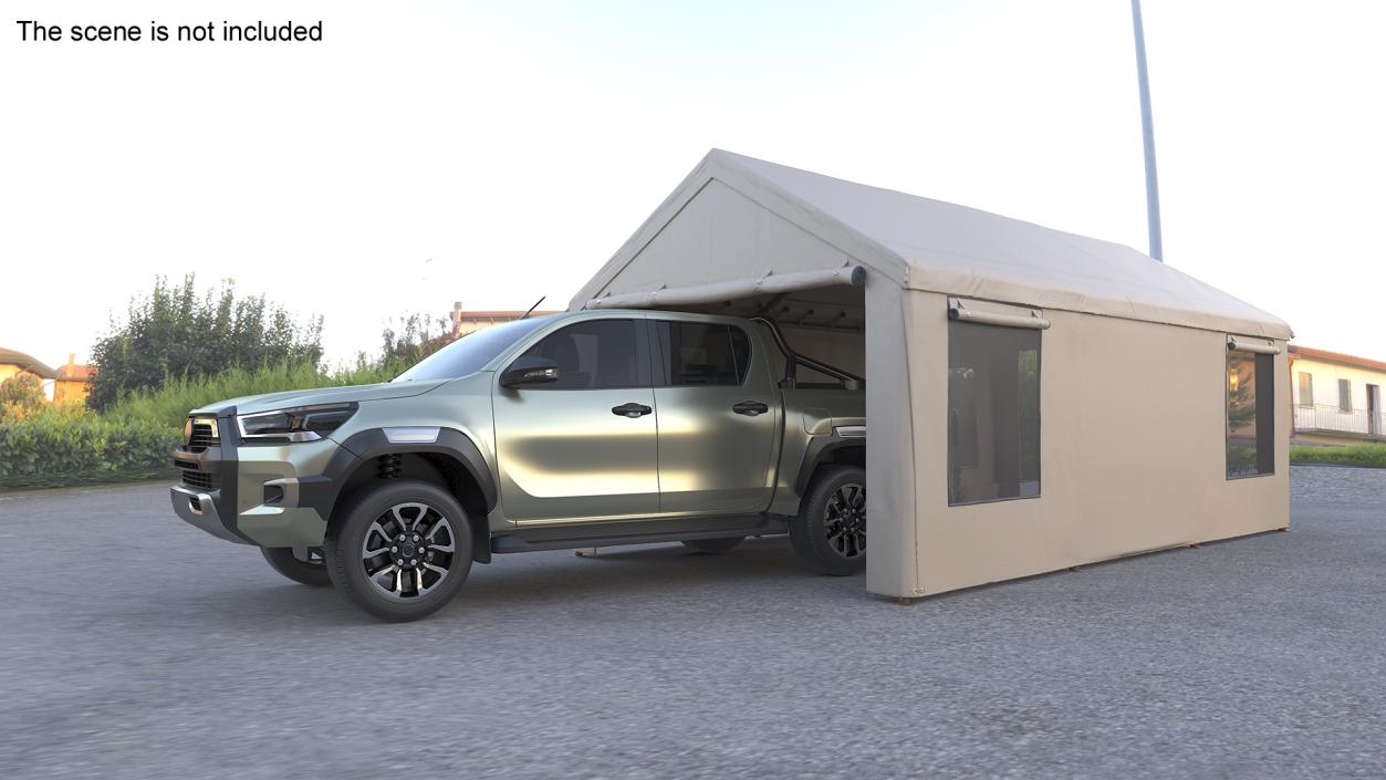 3D model Pickup Under a Beige Tent