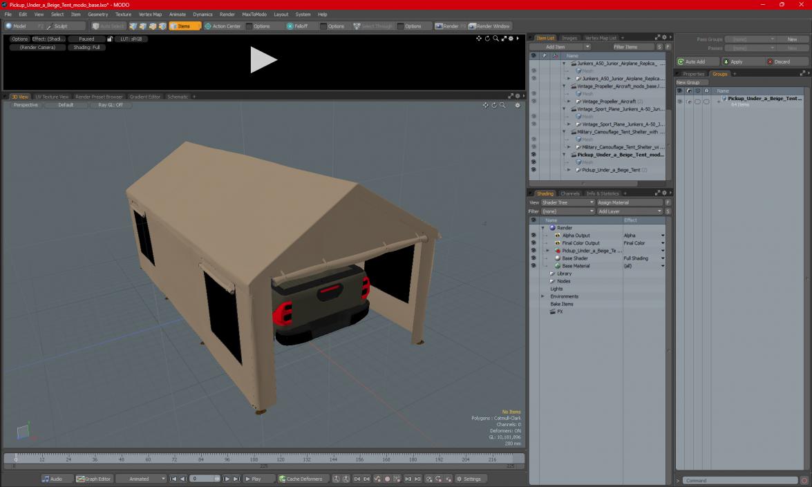 3D model Pickup Under a Beige Tent