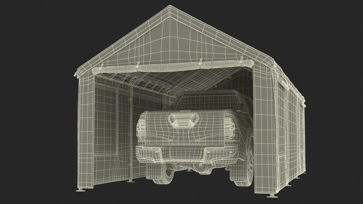 3D model Pickup Under a Beige Tent