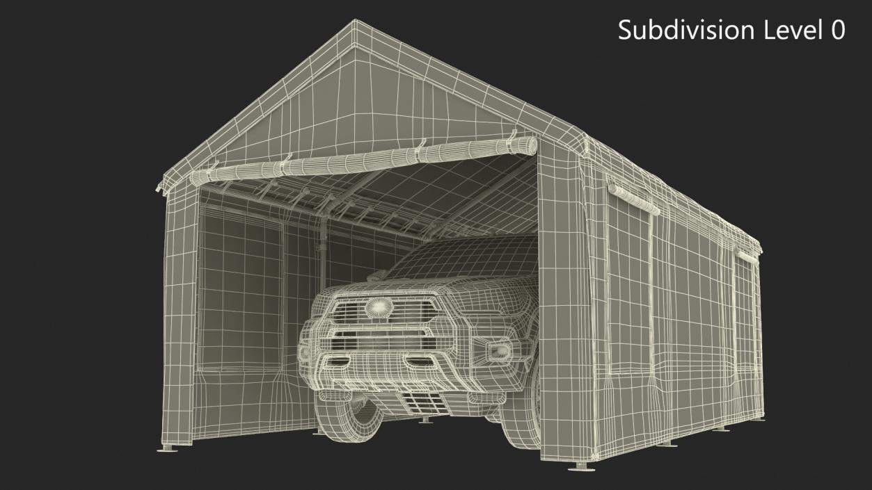 3D model Pickup Under a Beige Tent