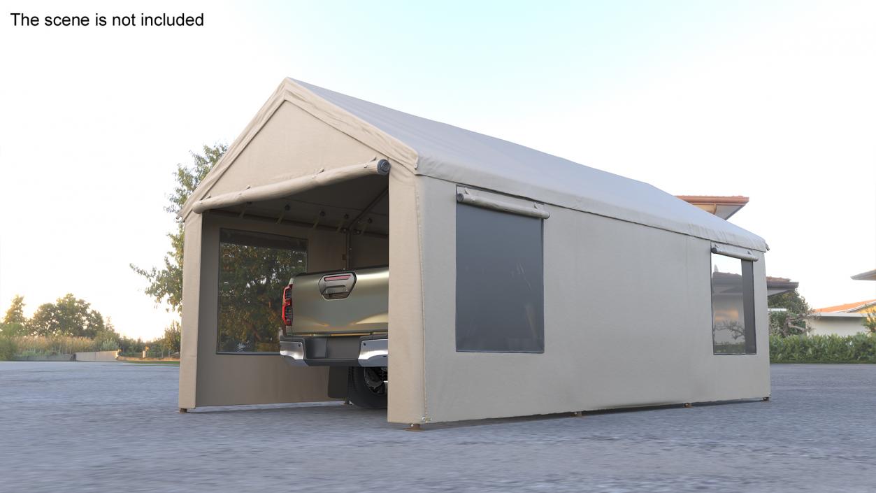 3D model Pickup Under a Beige Tent