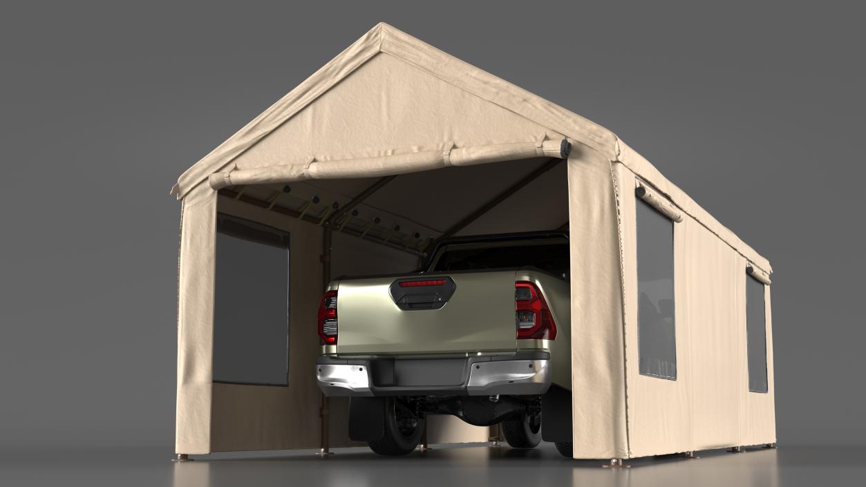 3D model Pickup Under a Beige Tent