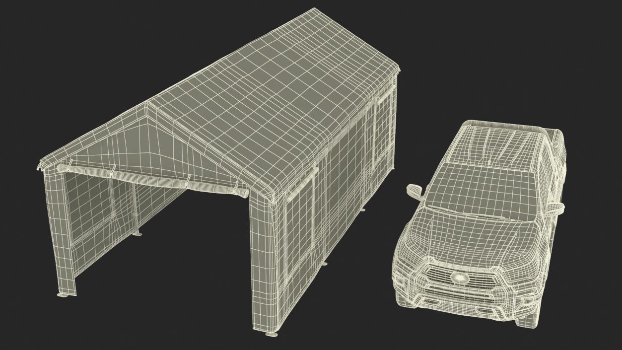 3D model Pickup Under a Beige Tent