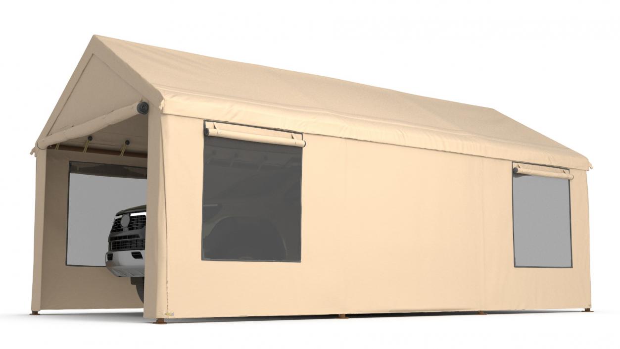 3D model Pickup Under a Beige Tent