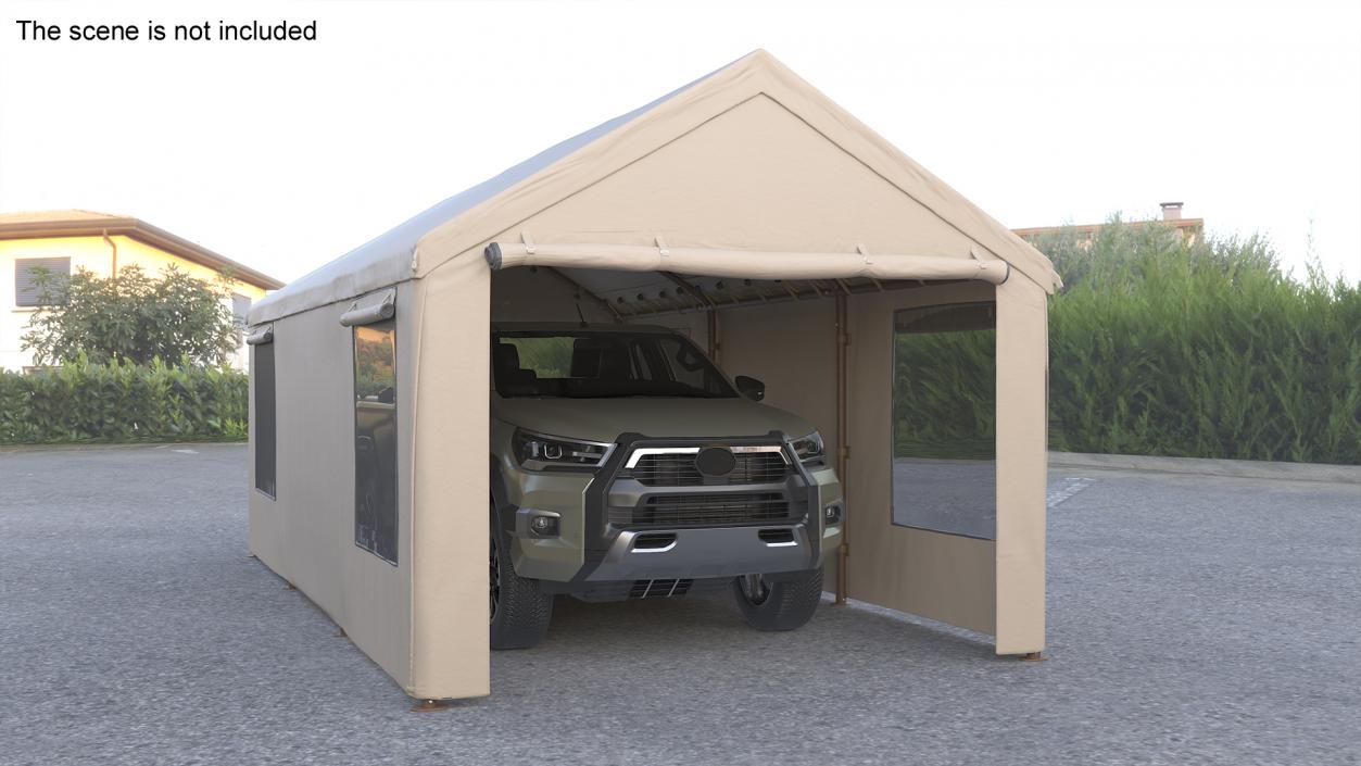 3D model Pickup Under a Beige Tent