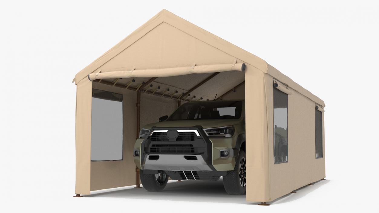 3D model Pickup Under a Beige Tent