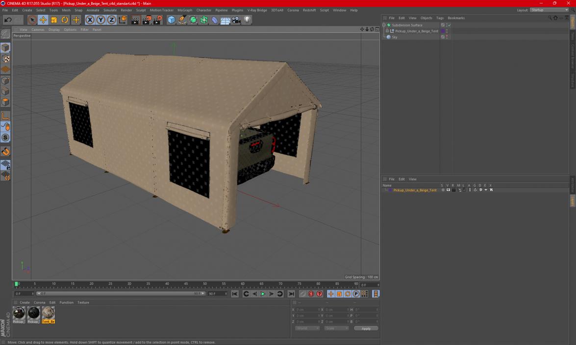 3D model Pickup Under a Beige Tent