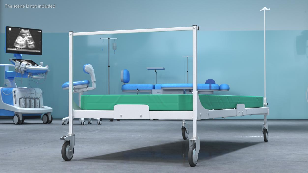 3D Hospital Bed with Mattress Flat