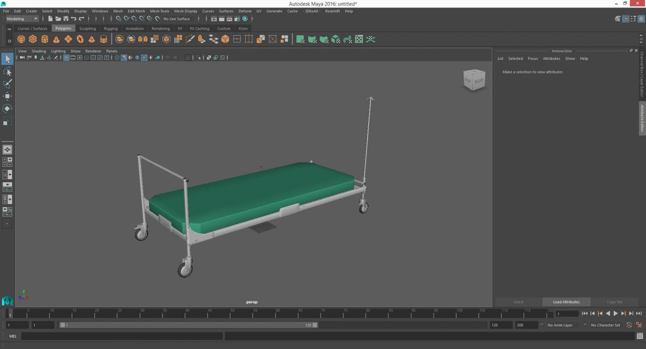 3D Hospital Bed with Mattress Flat