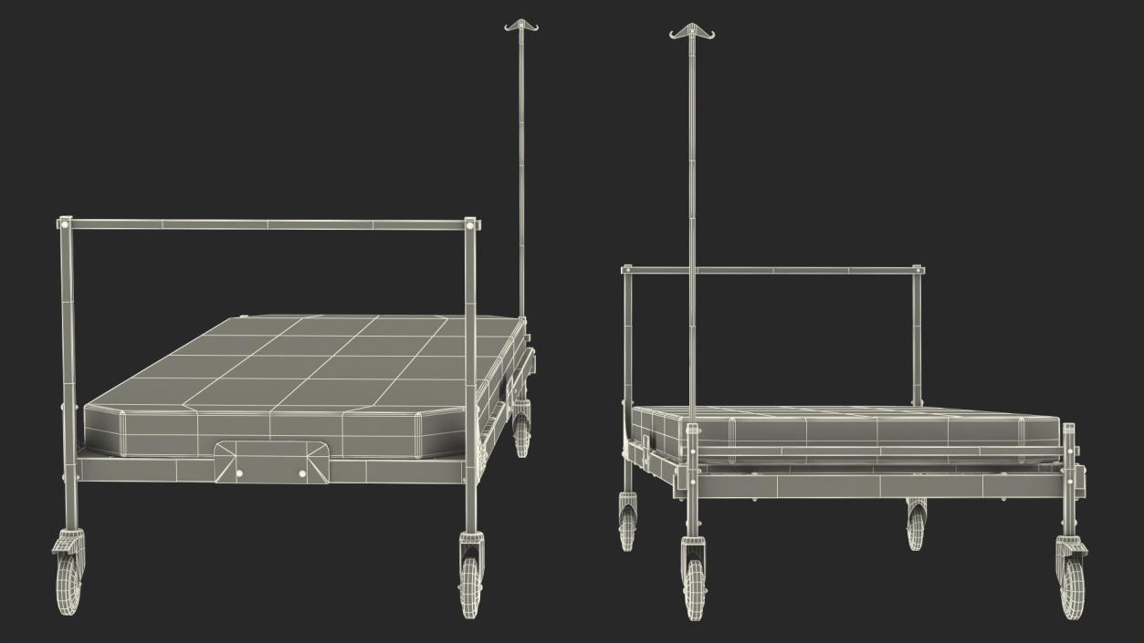 3D Hospital Bed with Mattress Flat