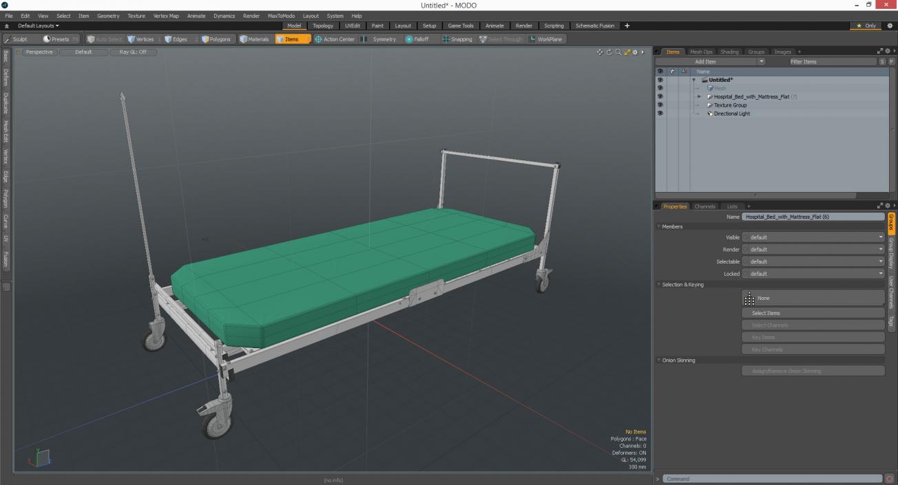 3D Hospital Bed with Mattress Flat