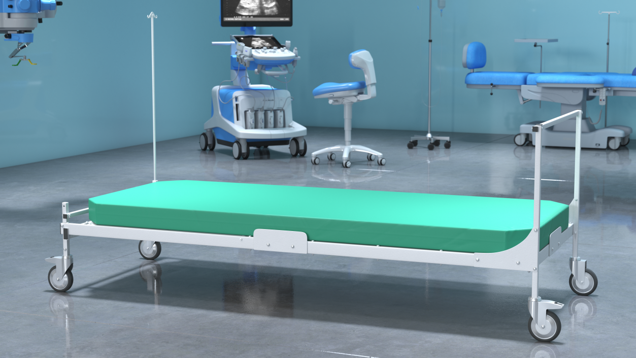 3D Hospital Bed with Mattress Flat