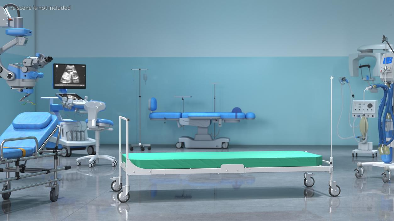 3D Hospital Bed with Mattress Flat