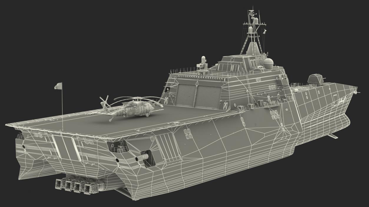 3D USS Independence LCS With Helicopter