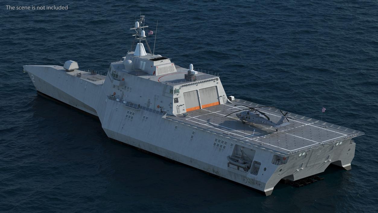 3D USS Independence LCS With Helicopter