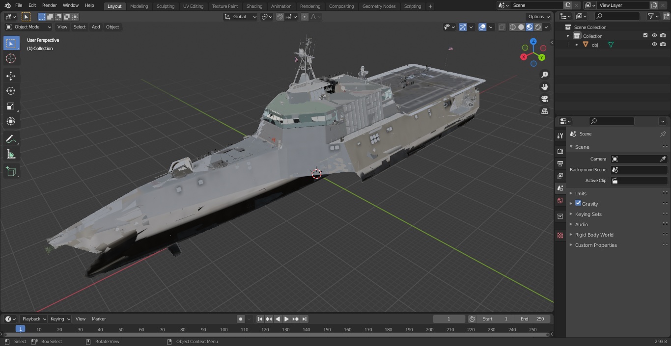 3D USS Independence LCS With Helicopter