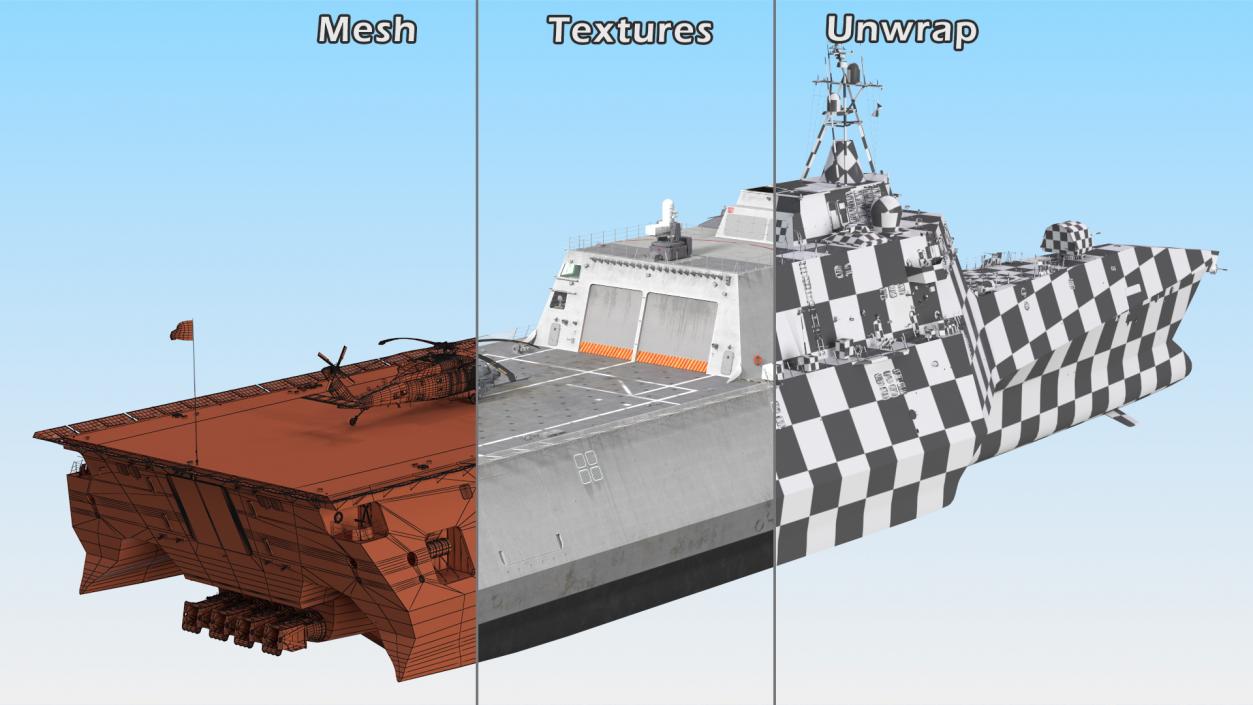 3D USS Independence LCS With Helicopter