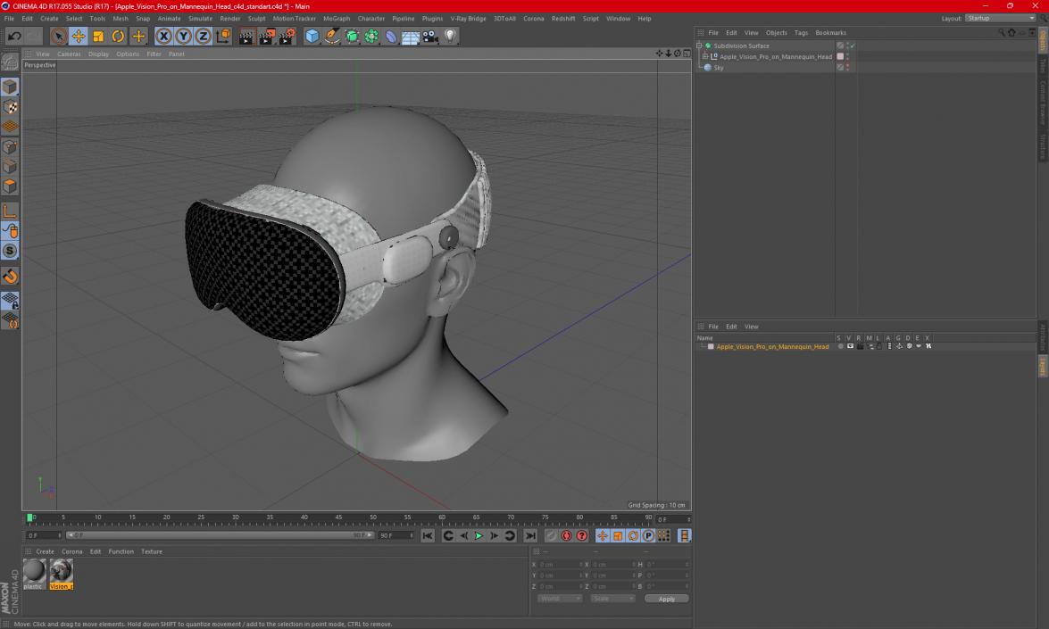 Apple Vision Pro on Mannequin Head 3D model