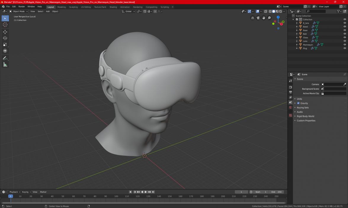 Apple Vision Pro on Mannequin Head 3D model