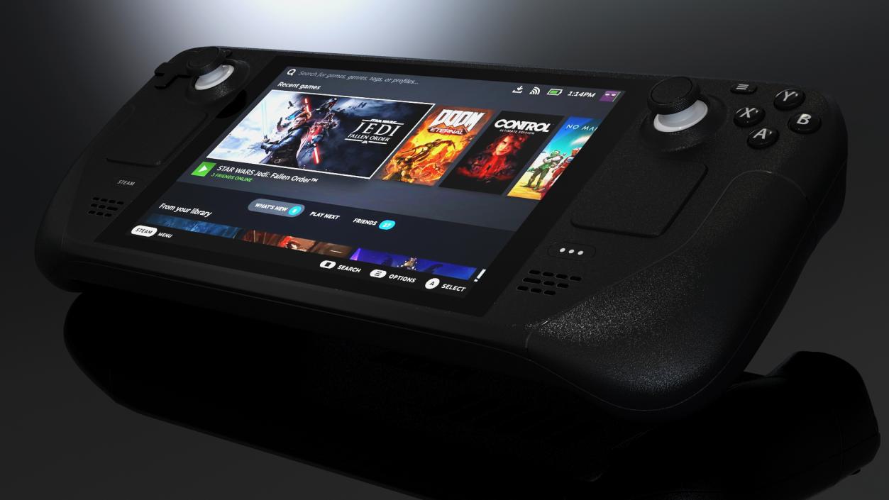 3D Steam Deck Handheld Gaming Computer ON model