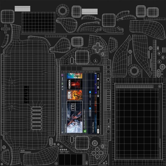 3D Steam Deck Handheld Gaming Computer ON model