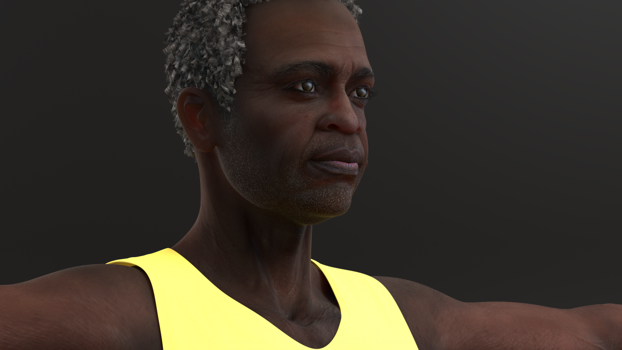 3D model Black Elderly Man in Pajamas T-Pose