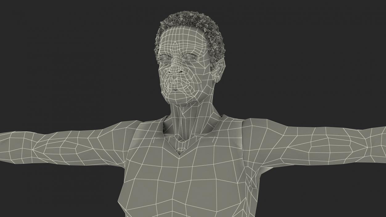 3D model Black Elderly Man in Pajamas T-Pose