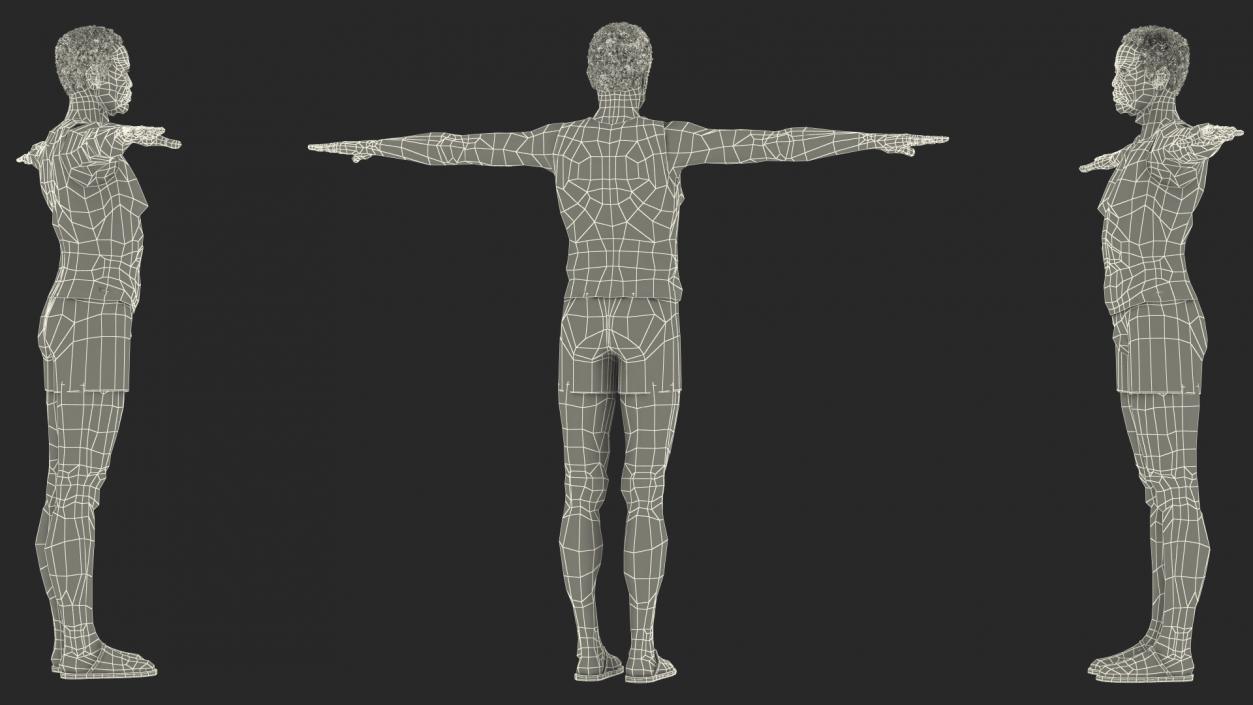 3D model Black Elderly Man in Pajamas T-Pose