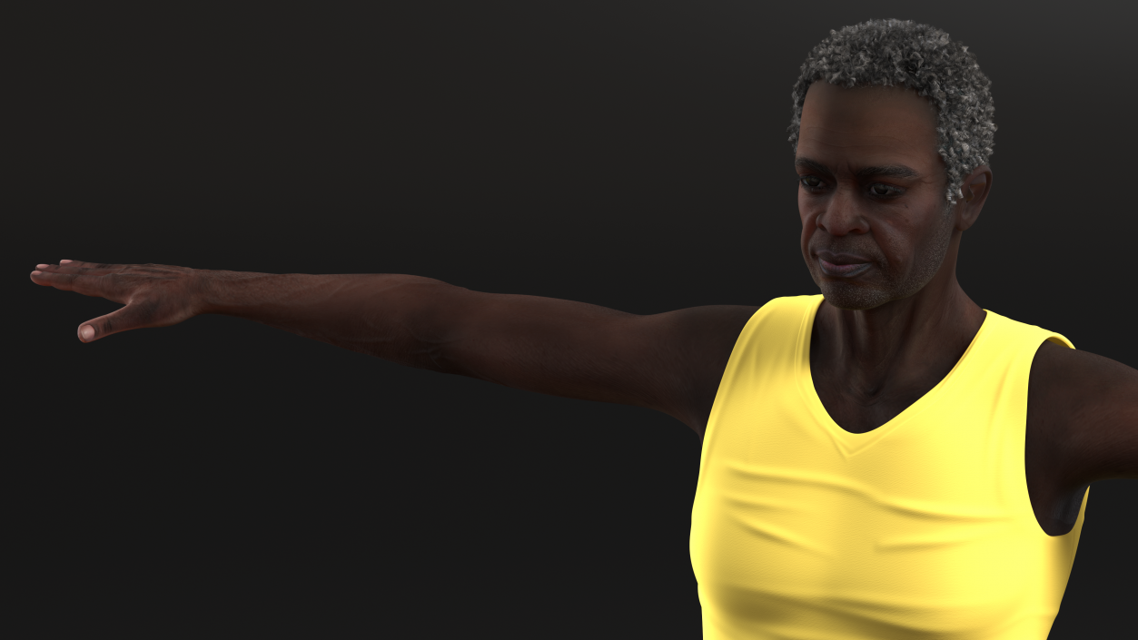 3D model Black Elderly Man in Pajamas T-Pose