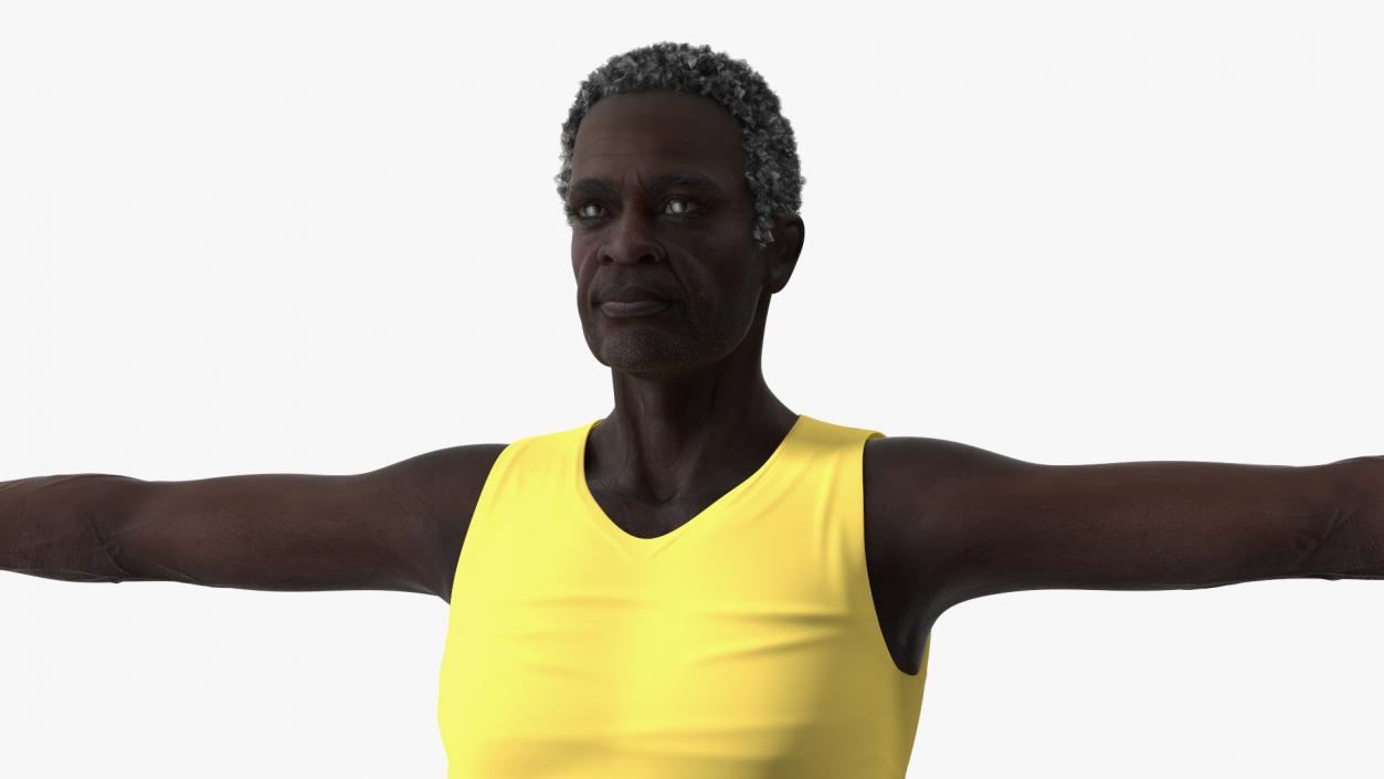 3D model Black Elderly Man in Pajamas T-Pose