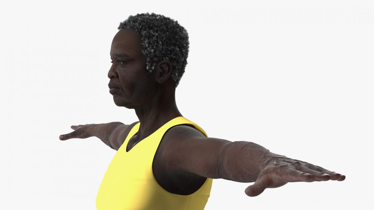 3D model Black Elderly Man in Pajamas T-Pose