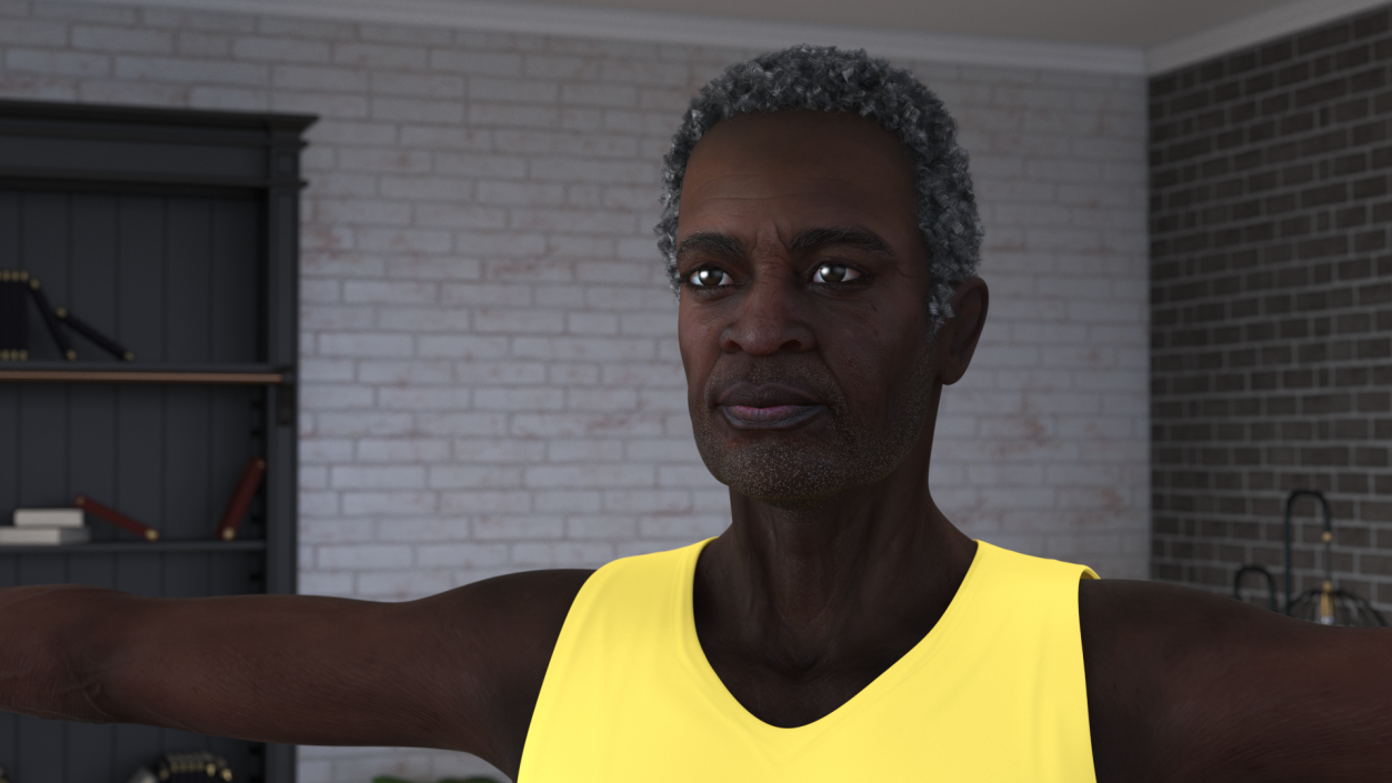 3D model Black Elderly Man in Pajamas T-Pose