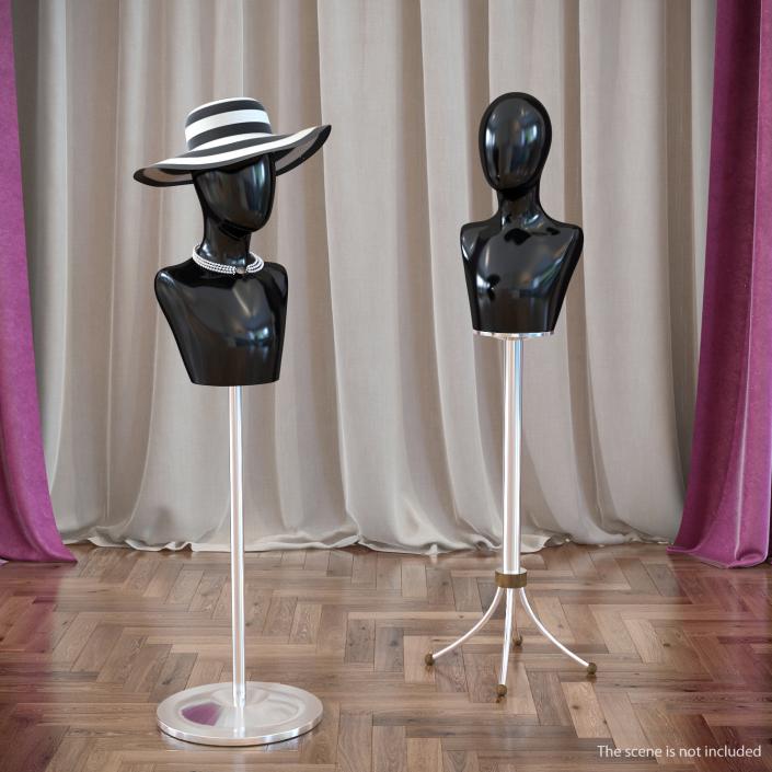 Female Plastic Abstract Mannequin Head Black 3D model