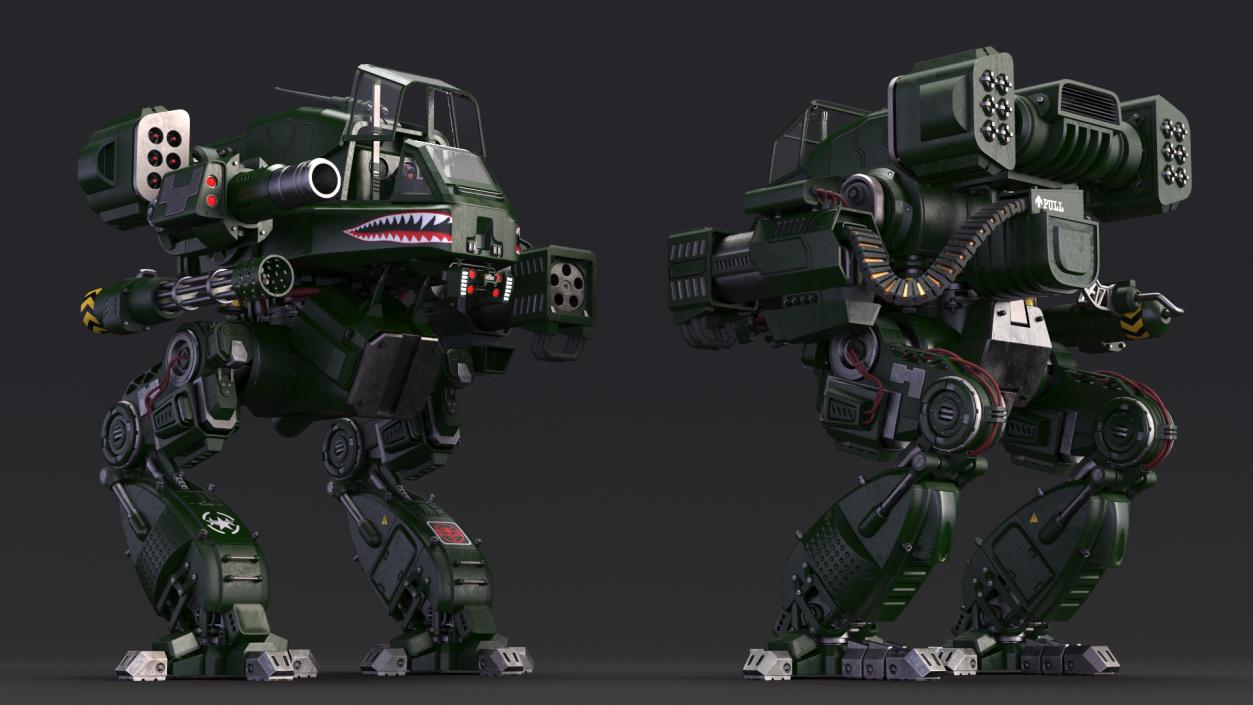 Fantastic Combat Robot Dark Green with Pilot 3D model