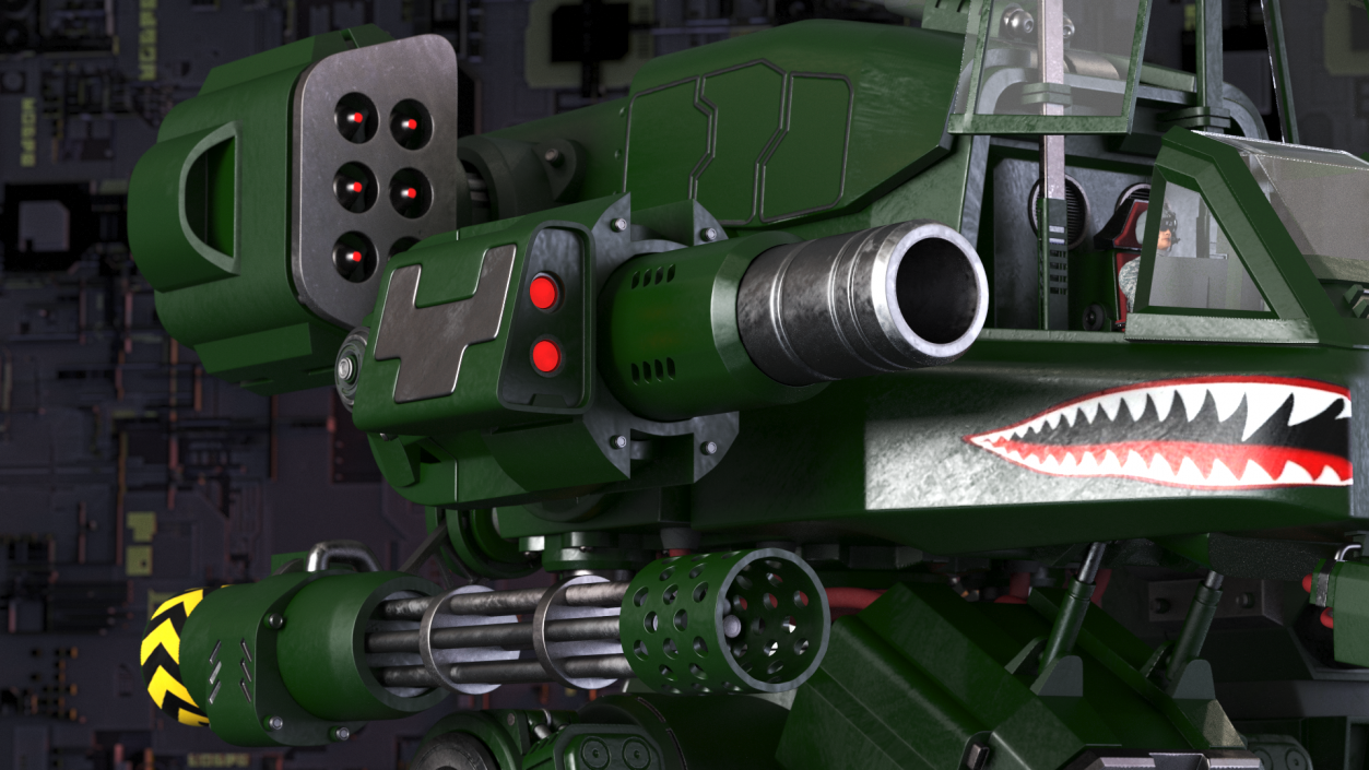 Fantastic Combat Robot Dark Green with Pilot 3D model