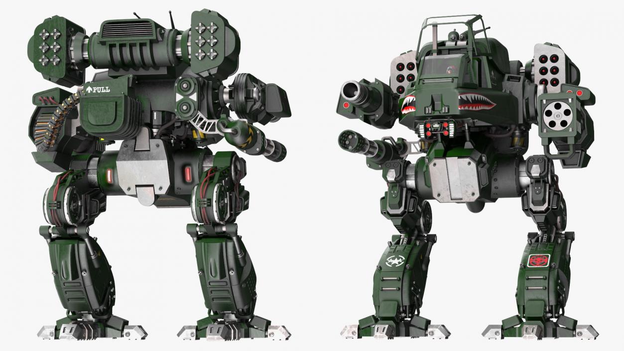 Fantastic Combat Robot Dark Green with Pilot 3D model