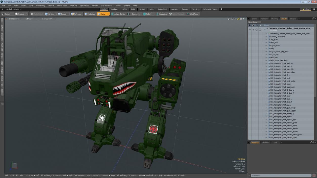 Fantastic Combat Robot Dark Green with Pilot 3D model