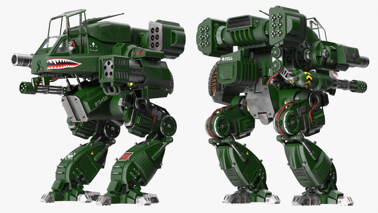 Fantastic Combat Robot Dark Green with Pilot 3D model