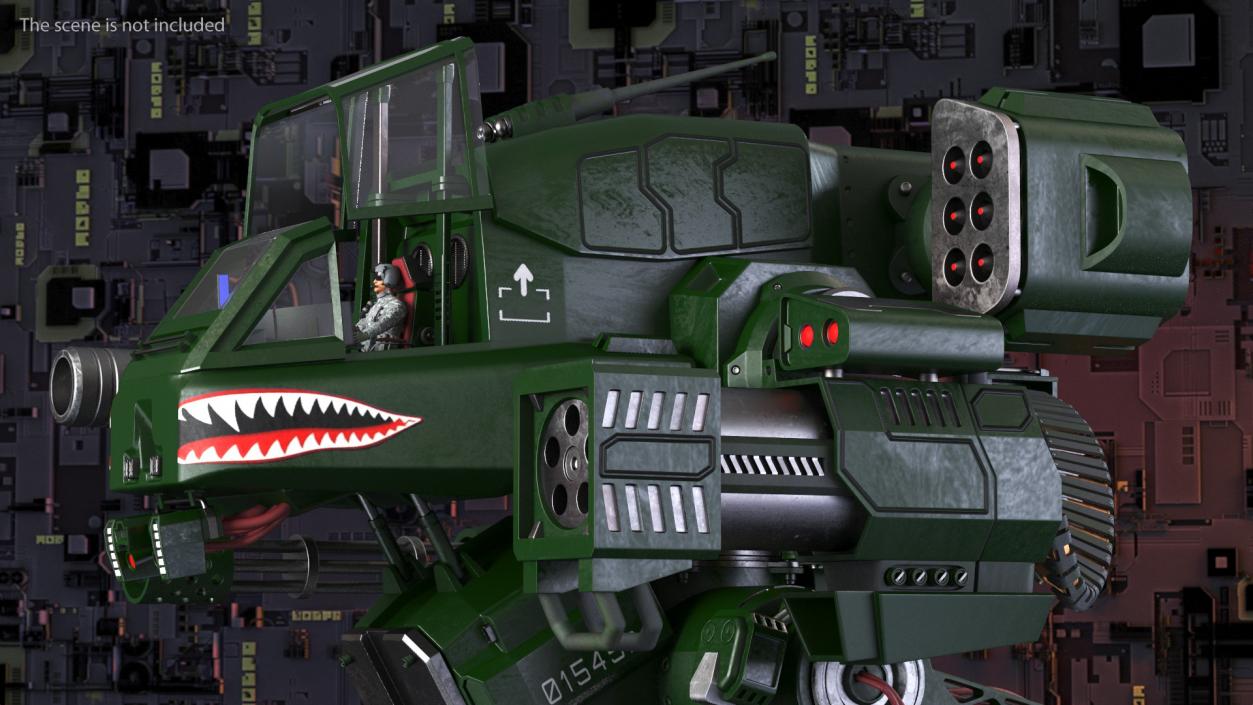 Fantastic Combat Robot Dark Green with Pilot 3D model