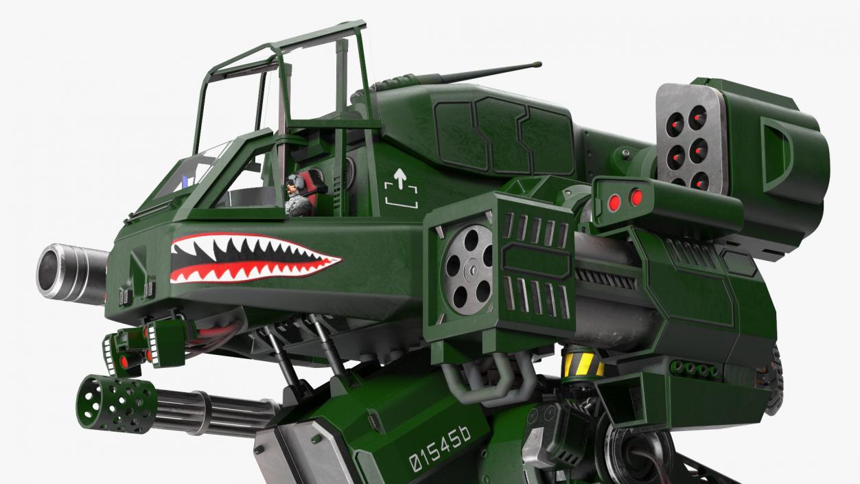 Fantastic Combat Robot Dark Green with Pilot 3D model